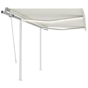 vidaXL Toldo retr&aacute;til manual com LED 3,5x2,5 m cor creme