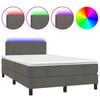 vidaXL Cama box spring c/ colch&atilde;o/LED 120x200cm veludo cinzento-escuro