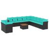 vidaXL 12 pcs conjunto de sof&aacute;s de jardim com almofad&otilde;es vime PE preto
