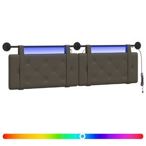 vidaXL Cabeceira suspensa Com luz LED Cinzento Couro Sint&eacute;tico