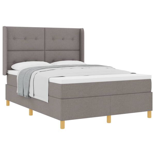 vidaXL Cama Box com colch&atilde;o Cinzento-acastanhado 140 x 190 cm tecido