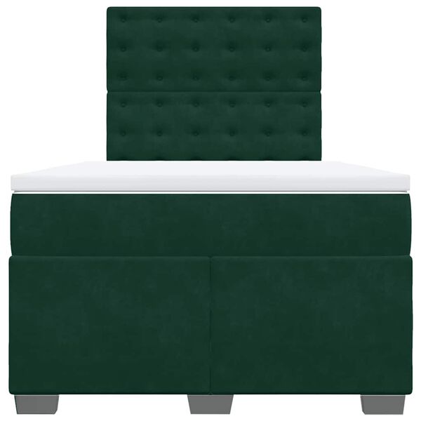 vidaXL Cama boxspring com colch&atilde;o 120x190 cm veludo verde-escuro