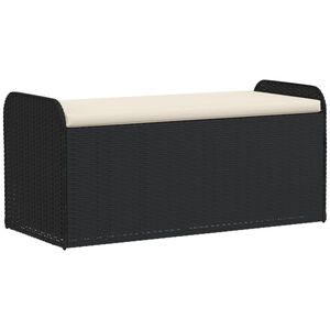 vidaXL Banco de arruma&ccedil;&atilde;o com almofad&atilde;o 115x51x52 cm vime PE preto