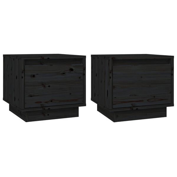 vidaXL Mesas de cabeceira 2 pcs 35x34x32 cm pinho maciço preto
