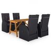 vidaXL 5 pcs conjunto de jantar de jardim preto