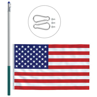 vidaXL Bandeira dos EUA com mastro de alumínio 6 m