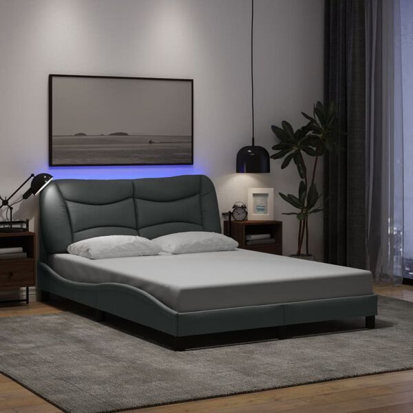 vidaXL Estrutura de cama com LED sem colch&atilde;o Hvar 120x200 cm tecido