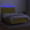vidaXL Cama box spring c/ colch&atilde;o e LED 140x200 cm tecido verde