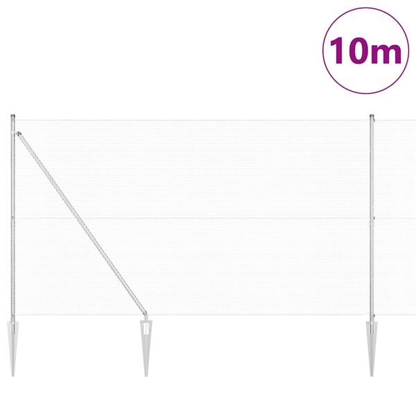 vidaXL Poste de Cerca Prateado 10 x 1,5 m (malha de 16 x 16 mm) A&ccedil;o