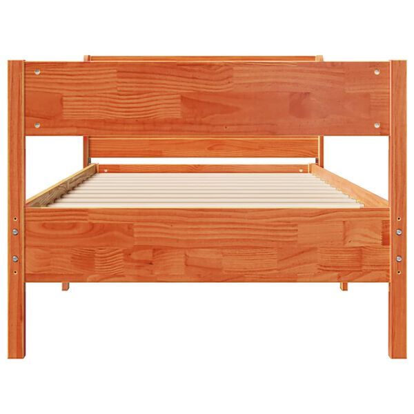 vidaXL Cama sem colch&atilde;o 100x200 cm pinho maci&ccedil;o castanho-mel