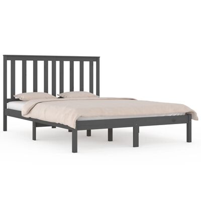 vidaXL Estrutura de cama 120x200 cm madeira de pinho maciça cinzento