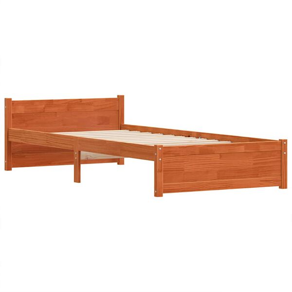 vidaXL Estrutura da Cama Marrom Cera 205.5 x 95.5 x 51 cm