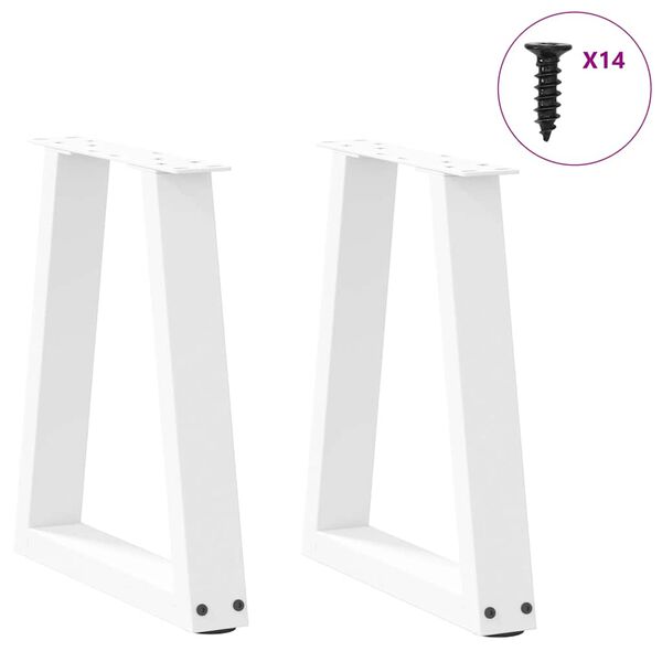 vidaXL P&eacute;s para mesa de centro em V 2 pe&ccedil;as Branco 38x(42-43,3) cm A&ccedil;o