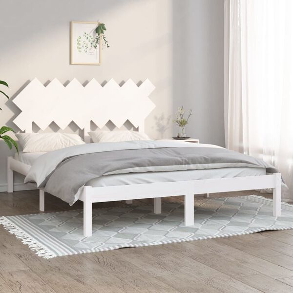vidaXL Estrutura de cama 140x190 cm madeira maciça branco