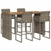 vidaXL 5 pcs conj. bar jardim sem almofad&otilde;es vime PE/ac&aacute;cia cinzento