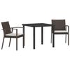 vidaXL Conjunto de Jantar para Jardim 3 unid. Marrom e Preto