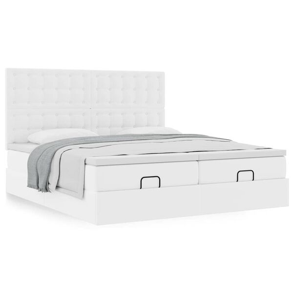 vidaXL Estrutura de cama otomana com colch&otilde;es 200x200 cm branco puro