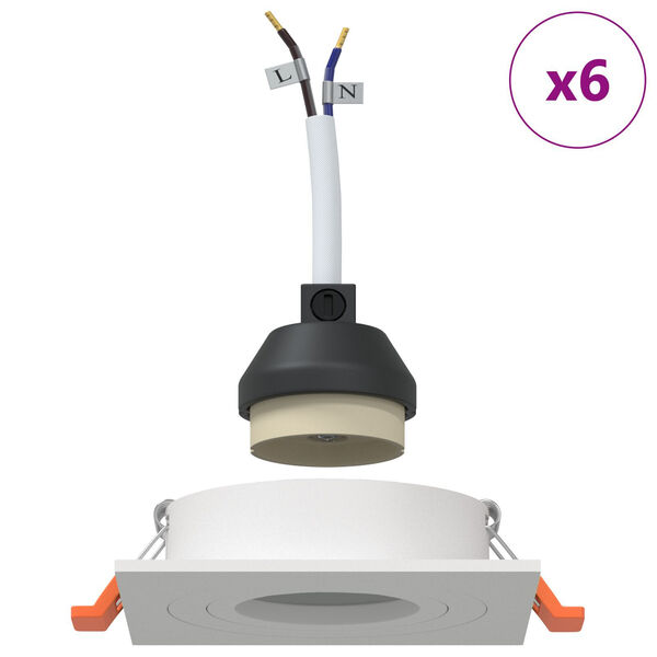 vidaXL Spotlights com holofotes 6 pcs Branco 9 x 9 x cm Alumínio