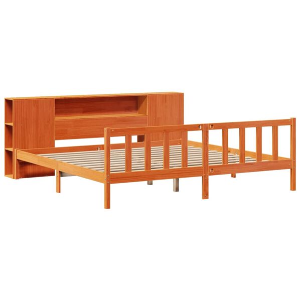 vidaXL Cama com estante sem colch&atilde;o 180x200 cm pinho maci&ccedil;o