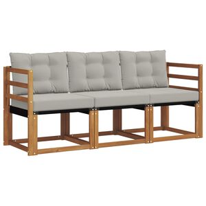 vidaXL Conjunto de Sof&aacute;s para Exterior 3 unid. Cinza Natural e Claro