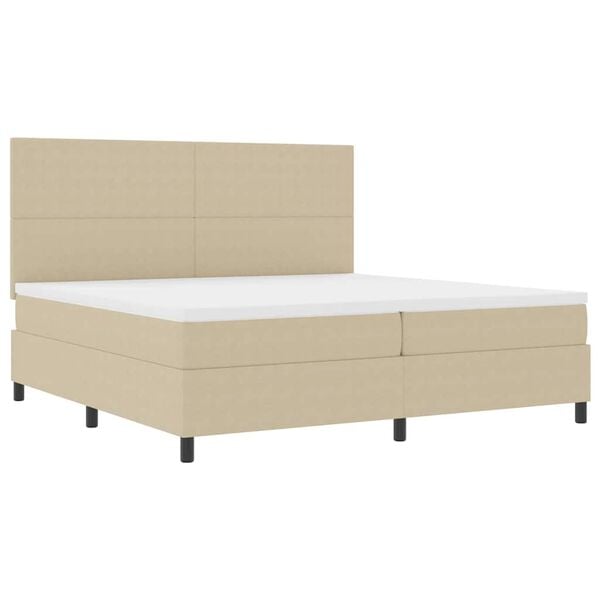 vidaXL Cama Box Spring LED Cinza Claro e Branco 200 x 200 cm