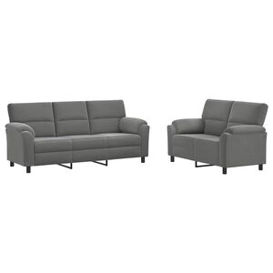 vidaXL Conjunto de Sof&aacute;s 2 pcs Cinzento-Escuro Veludo