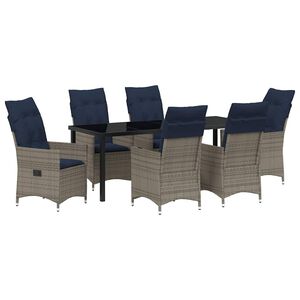 vidaXL Conjunto de Mesa e Cadeiras 7 pcs Cinzeto Rattan de PE