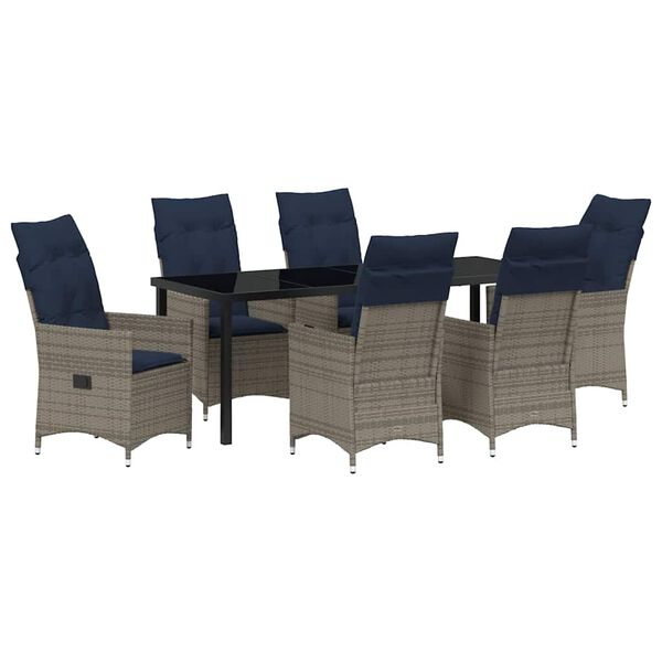 vidaXL Conjunto de Mesa e Cadeiras 7 pcs Cinzeto Rattan de PE