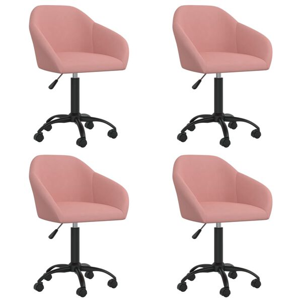 vidaXL Cadeiras de jantar girat&oacute;rias 4 pcs veludo rosa