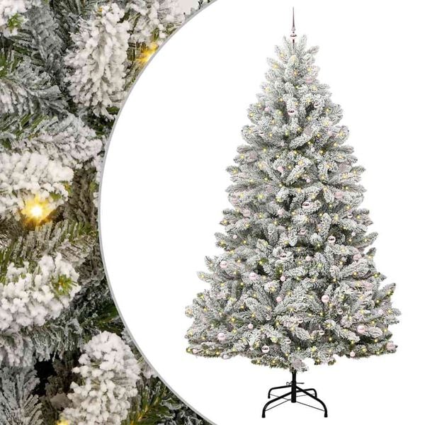 vidaXL &Aacute;rvore de Natal Artificial Verde e Branco 300 cm PVC e Metal