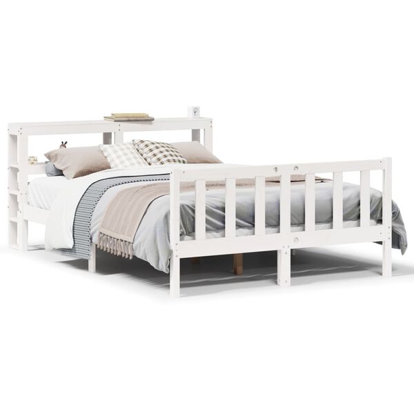 vidaXL Cama sem colch&atilde;o 150x200 cm madeira de pinho maci&ccedil;a branco