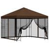 vidaXL Gazebo de Jardim com Laterais 3 x 3 m Castanho Poli&eacute;ster e A&ccedil;o