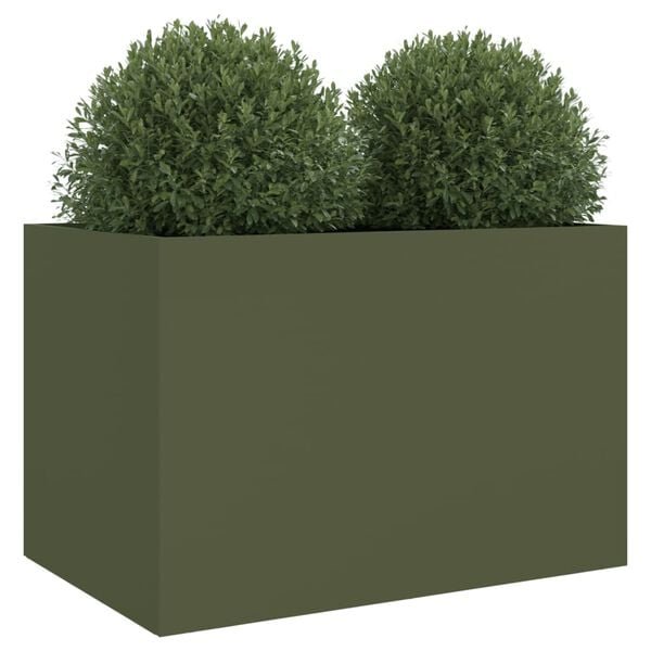 vidaXL Vaso/floreira 62x40x39 cm a&ccedil;o verde azeitona