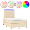 vidaXL Cama box spring c/ colch&atilde;o e LED 120x200 cm tecido cor creme