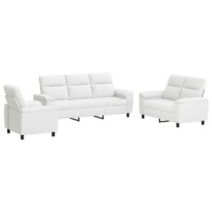 vidaXL Conjunto de Sof&aacute;s 3 pcs Branco Tecido