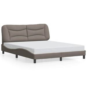 vidaXL Estrutura de cama sem colch&atilde;o Hvar 160x200 cm tecido castanho-acinzentado