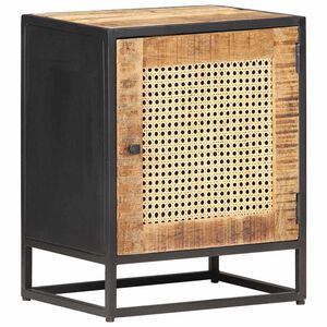 vidaXL Mesa de cabeceira 40x30x50cm mangueira &aacute;spera/palhinha natural