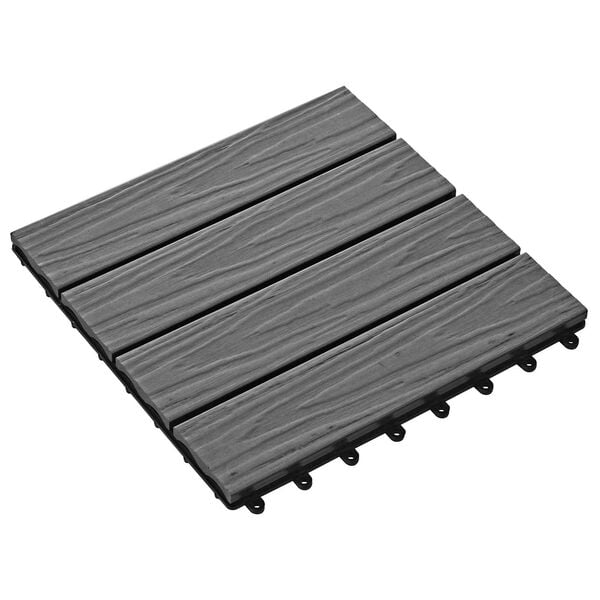 vidaXL Telha de Deck Design 3D 11 pcs Cinzento 30 x 30 cm WPC
