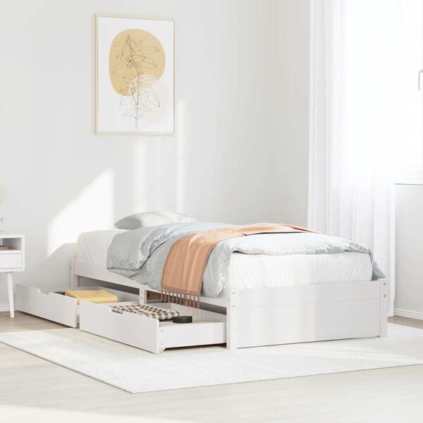 vidaXL Cama sem colch&atilde;o 90x190 cm madeira de pinho maci&ccedil;a branco