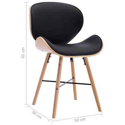 vidaXL Cadeiras de jantar 2 pcs couro artificial preto madeira curvada