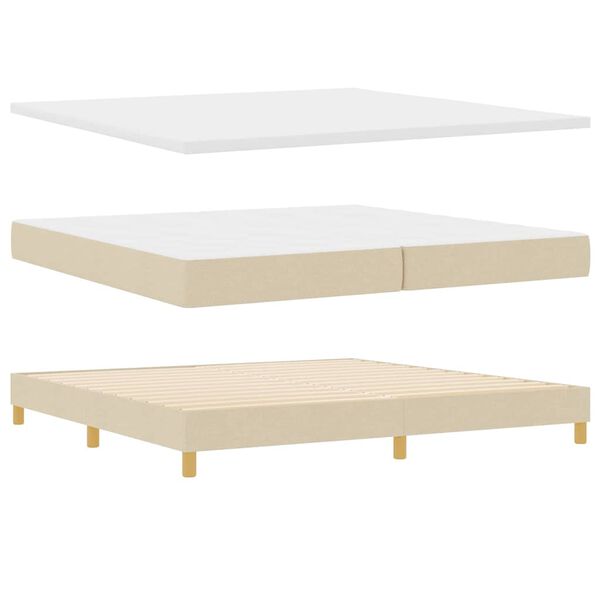 vidaXL Cama Box com colch&atilde;o com cabeceira Creme 200 x 200 cm tecido