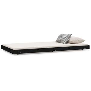 vidaXL Estrutura de cama 100x200 cm madeira de pinho maci&ccedil;a preto