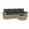 vidaXL 5 pcs conj. sof&aacute;s jardim c/ almofad&otilde;es vime PE cinzento-claro
