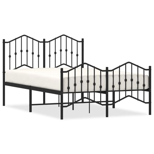 vidaXL Estrutura de cama com cabeceira e pés 120x200 cm metal preto