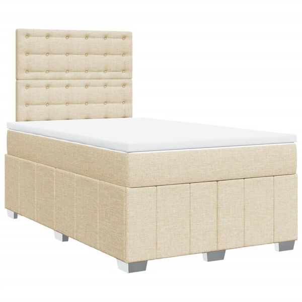vidaXL Cama boxspring com colch&atilde;o 120x190 cm tecido cor creme