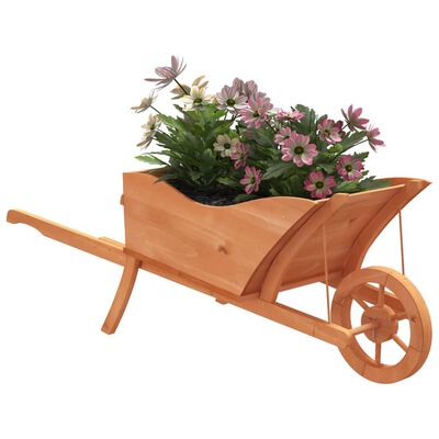 vidaXL Vaso carrinho de mão 128x45,5x43 cm madeira de abeto maciça