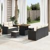 vidaXL Conjunto de Sof&aacute; de Jardim 8 pcs Preto e Creme vime PE