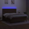 vidaXL Cama box spring c/ colch&atilde;o/LED 180x200cm tecido castanho-escuro