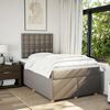 vidaXL Cama boxspring c/ colch&atilde;o 120x190cm tecido castanho-acinzentado