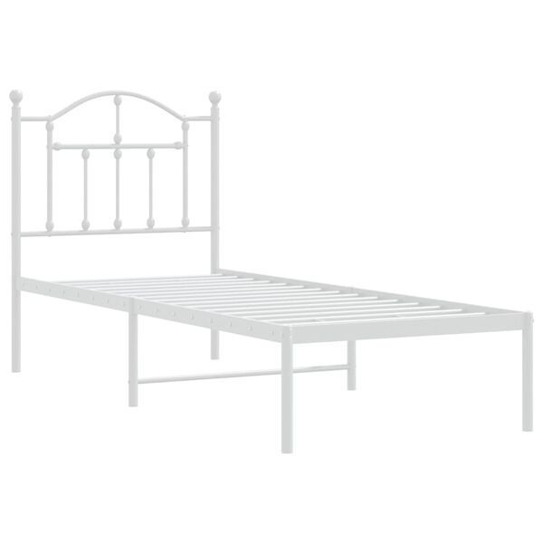 vidaXL Estrutura de cama sem colch&atilde;o com cabeceira 75x190 cm branco